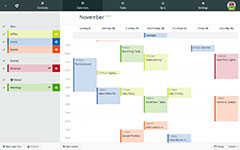 Calendar: Week view with list of calendars