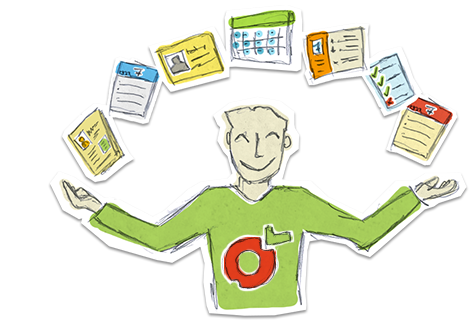 Someone juggling his contacts and events